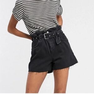 ALLSAINTS Hannah Paper Bag High waist Shorts Washed Black [SIZE 26]
